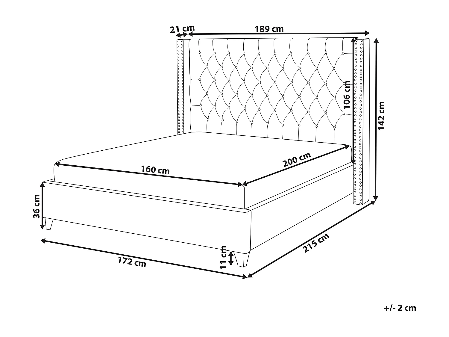 Bed Fluweel LUBBON 160 x 200 cm Lichtgrijs