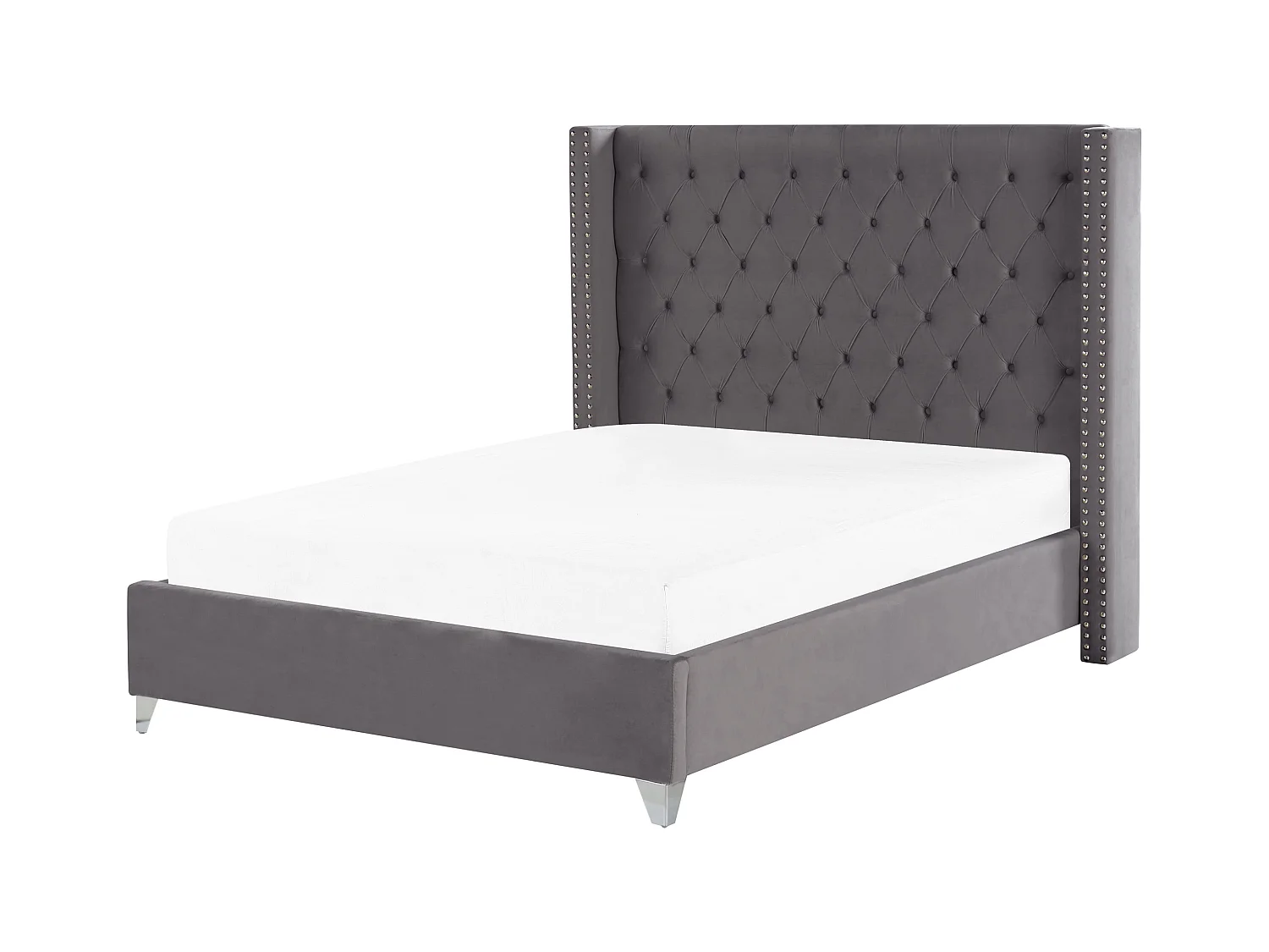 Bed Fluweel LUBBON 140 x 200 cm Grijs