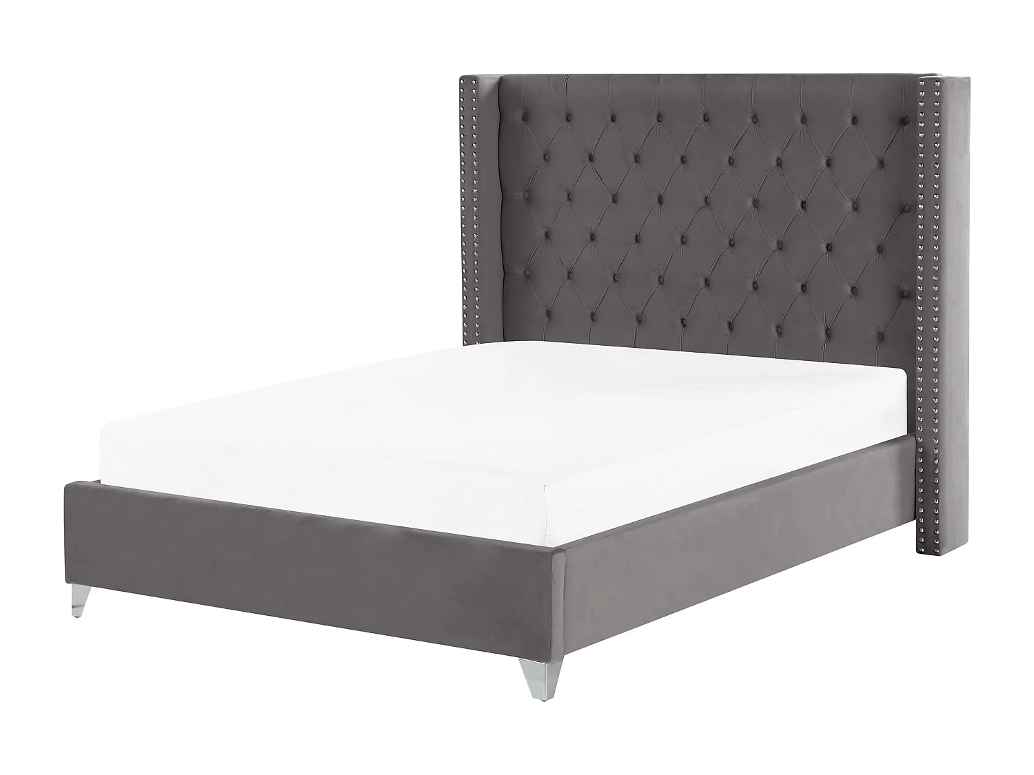 Bed Fluweel LUBBON 140 x 200 cm Grijs