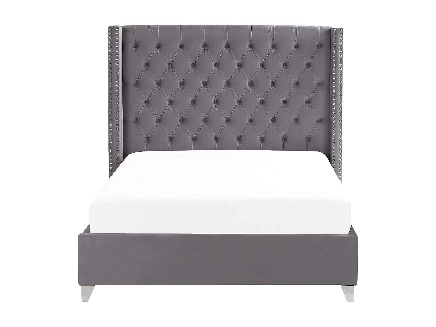 Bed Fluweel LUBBON 140 x 200 cm Grijs