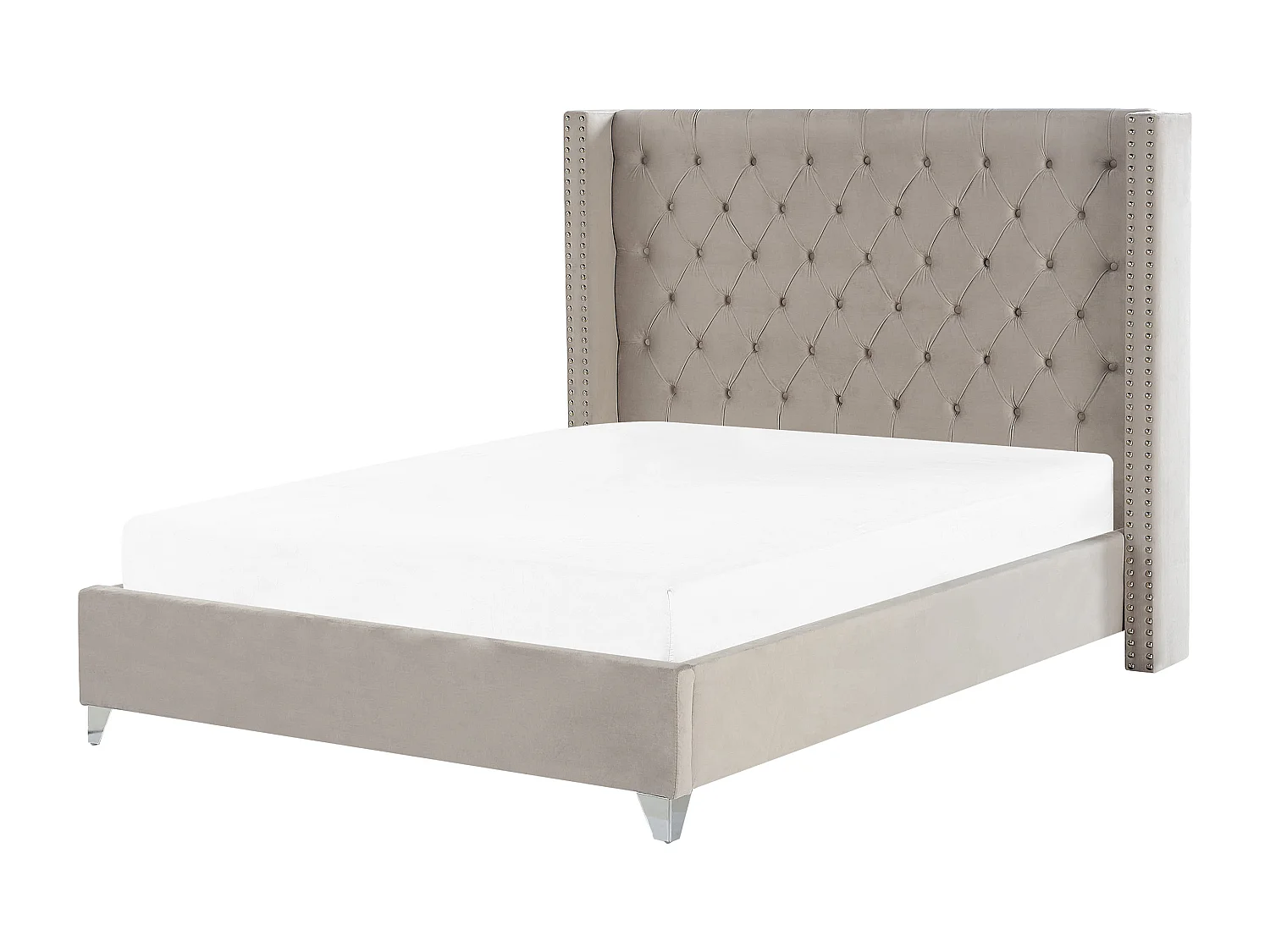 Bed Fluweel LUBBON 180 x 200 cm Lichtgrijs