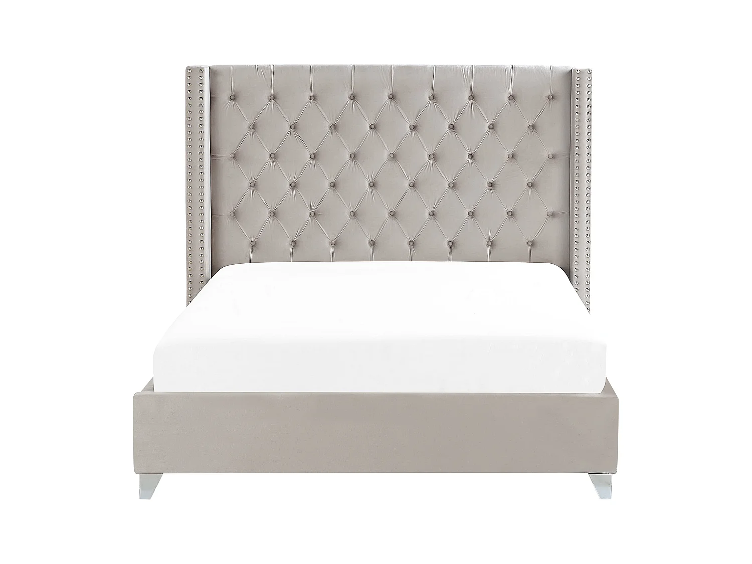 Bed Fluweel LUBBON 180 x 200 cm Lichtgrijs