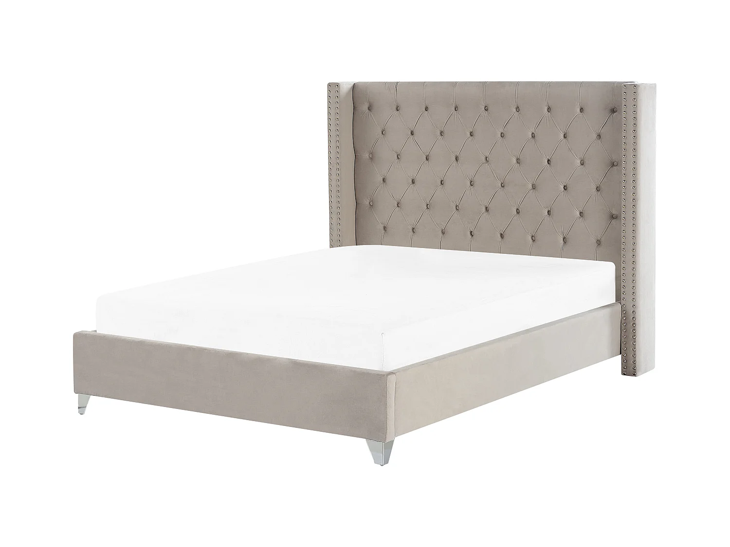 Lit avec sommier Velours LUBBON 180 x 200 cm Gris clair