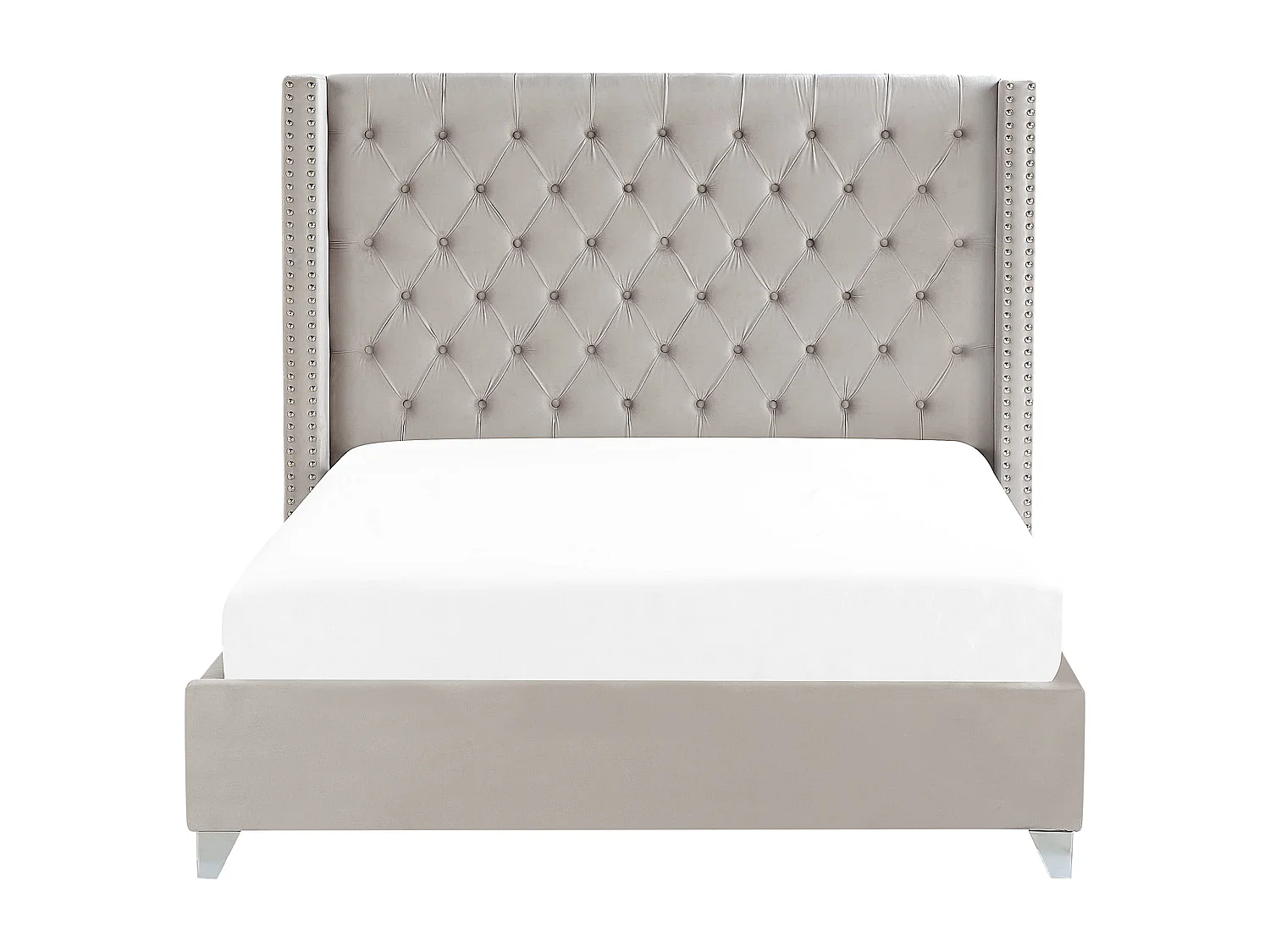 Lit avec sommier Velours LUBBON 180 x 200 cm Gris clair