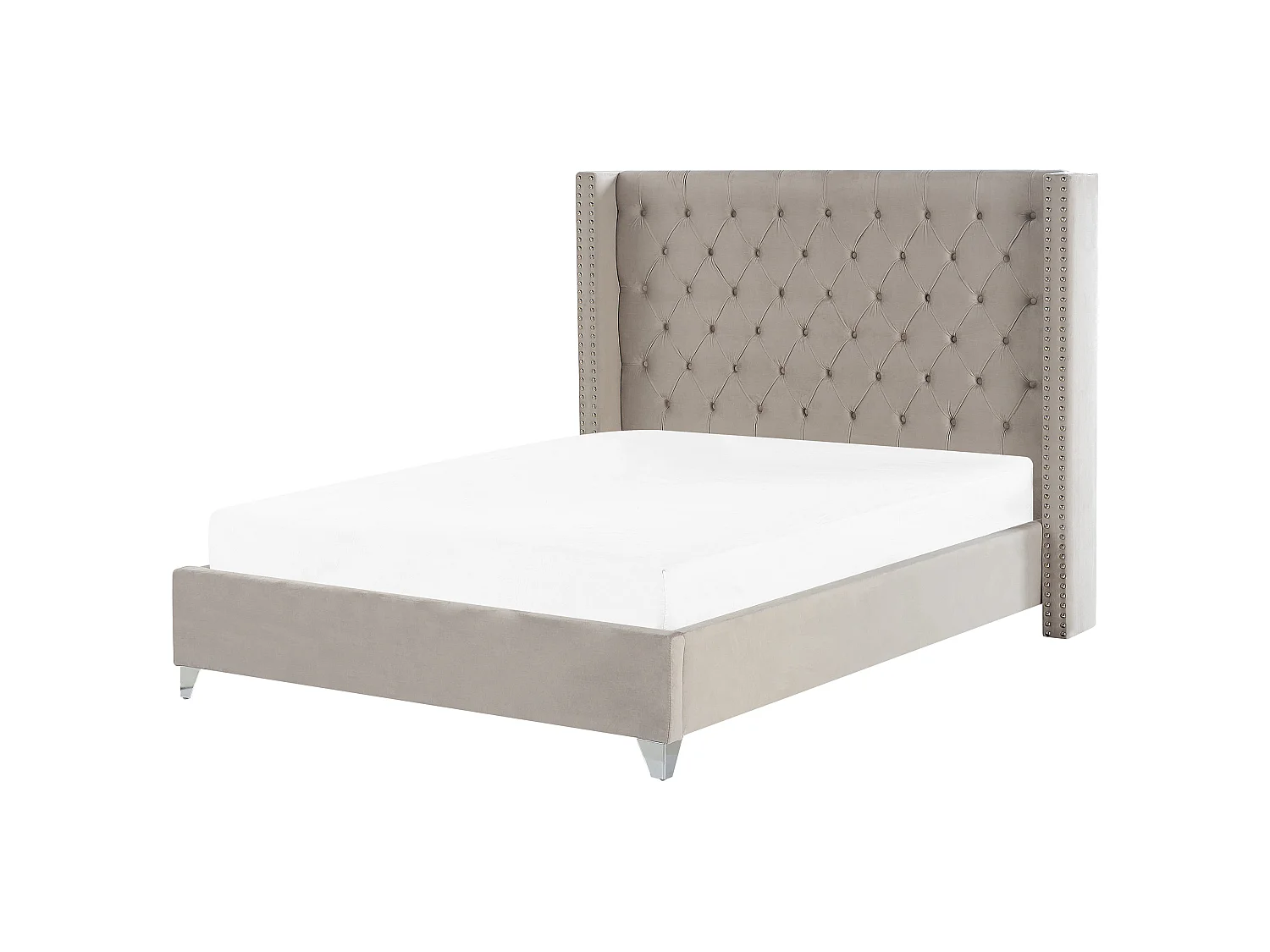 Lit avec sommier Velours LUBBON 180 x 200 cm Gris clair