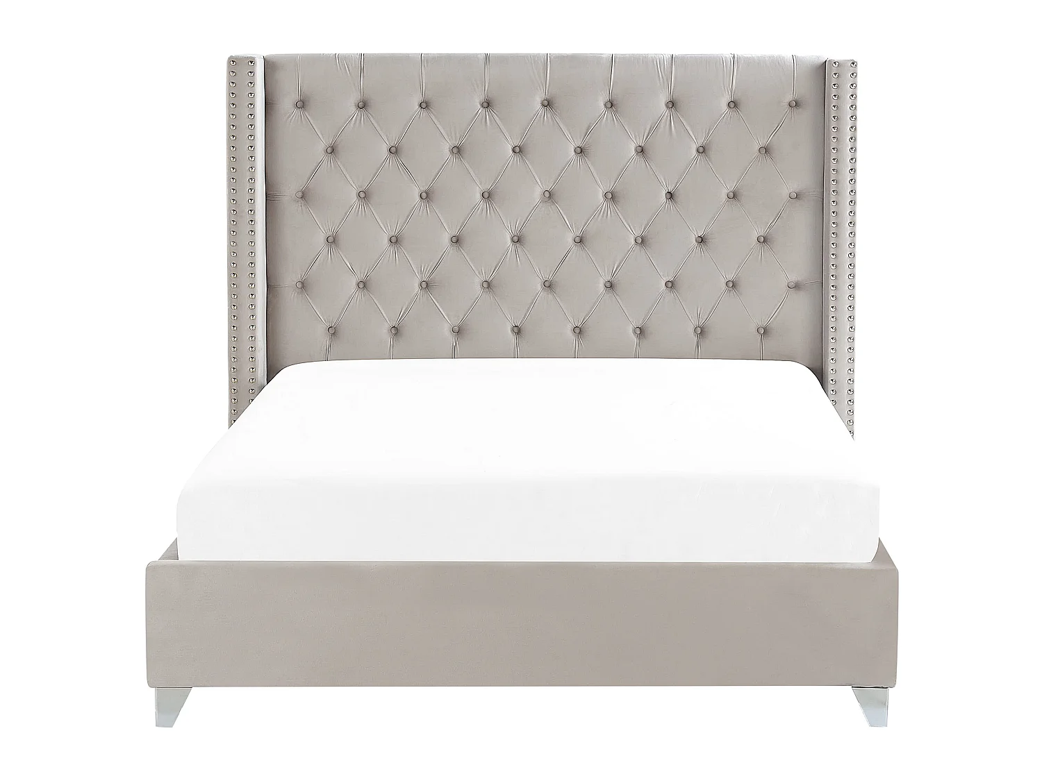 Lit avec sommier Velours LUBBON 180 x 200 cm Gris clair