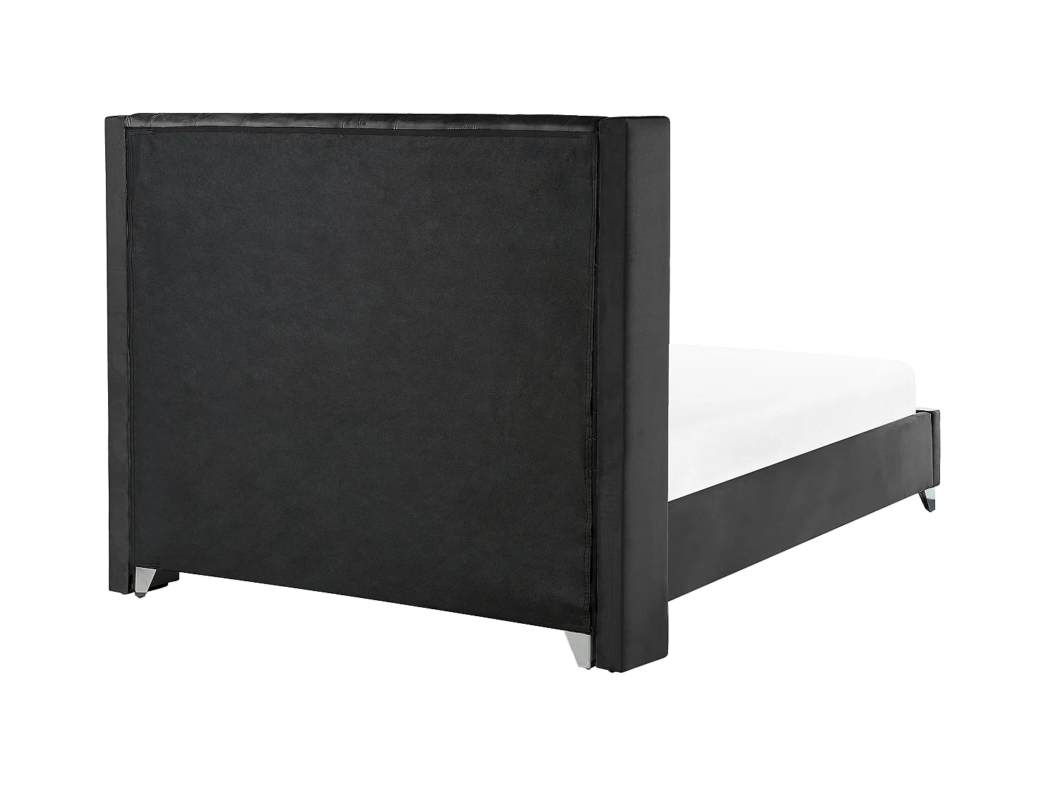 Bequemes Bett Samtstoff hohes Kopfteil in Schwarz 180 x 200 cm Lubbon