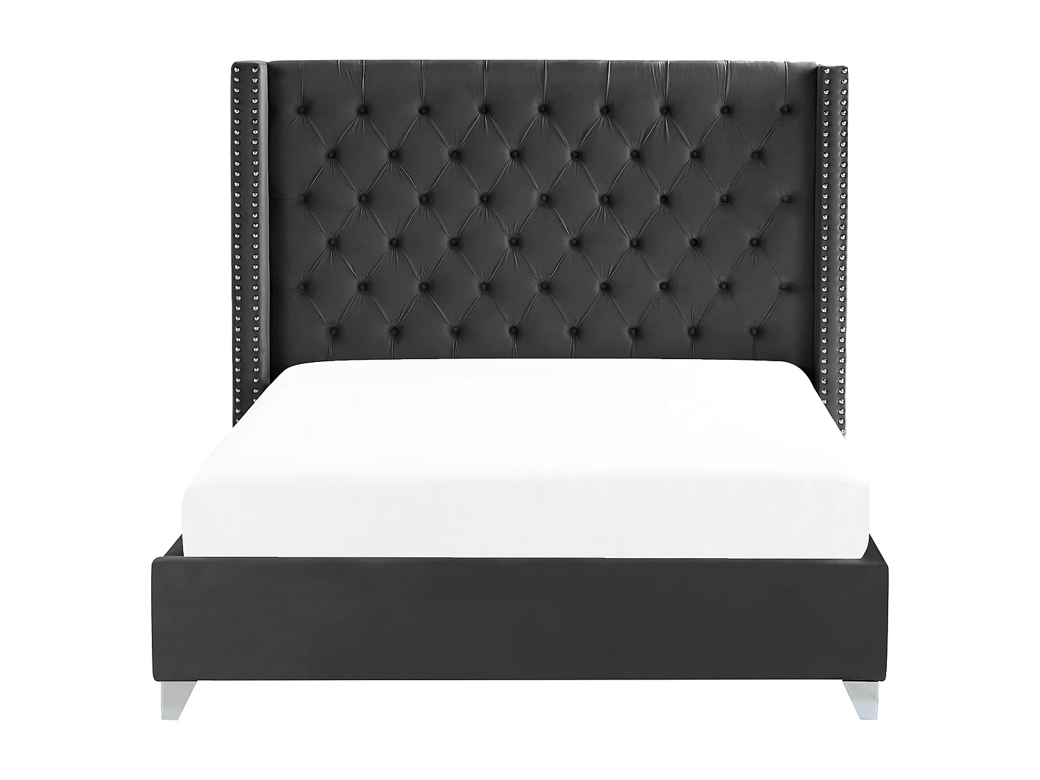 Letto Velluto LUBBON 180 x 200 cm Nero