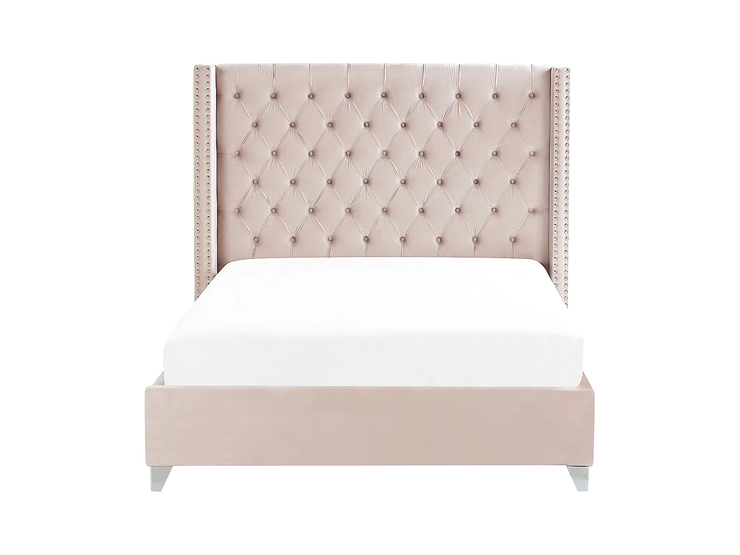 Bed Fluweel LUBBON 160 x 200 cm Pastelroze