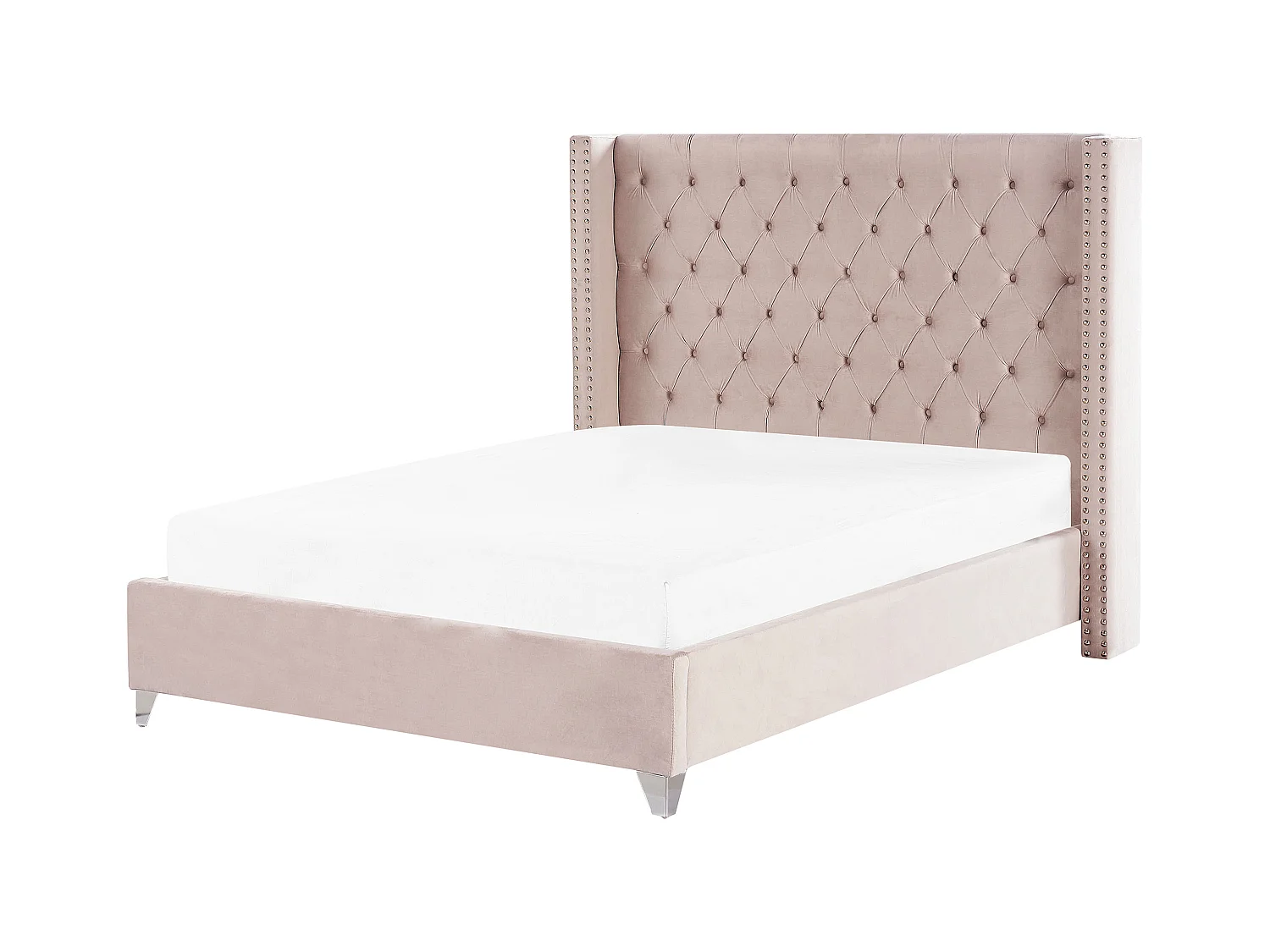 Lit avec sommier Velours LUBBON 160 x 200 cm Rose pastel