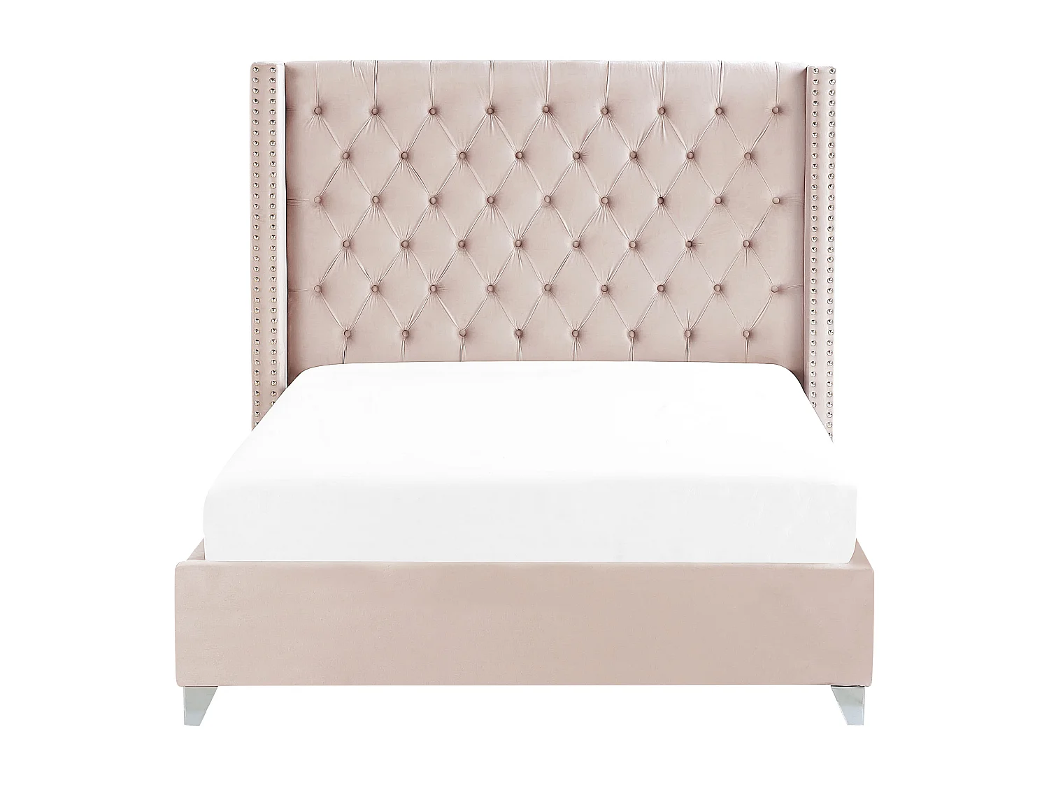 Bed Fluweel LUBBON 160 x 200 cm Pastelroze