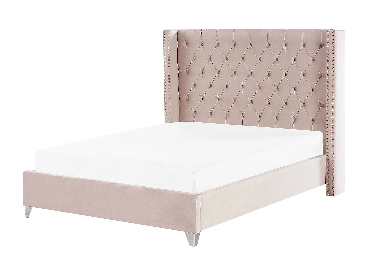 Letto Velluto LUBBON 160 x 200 cm Rosa pastello