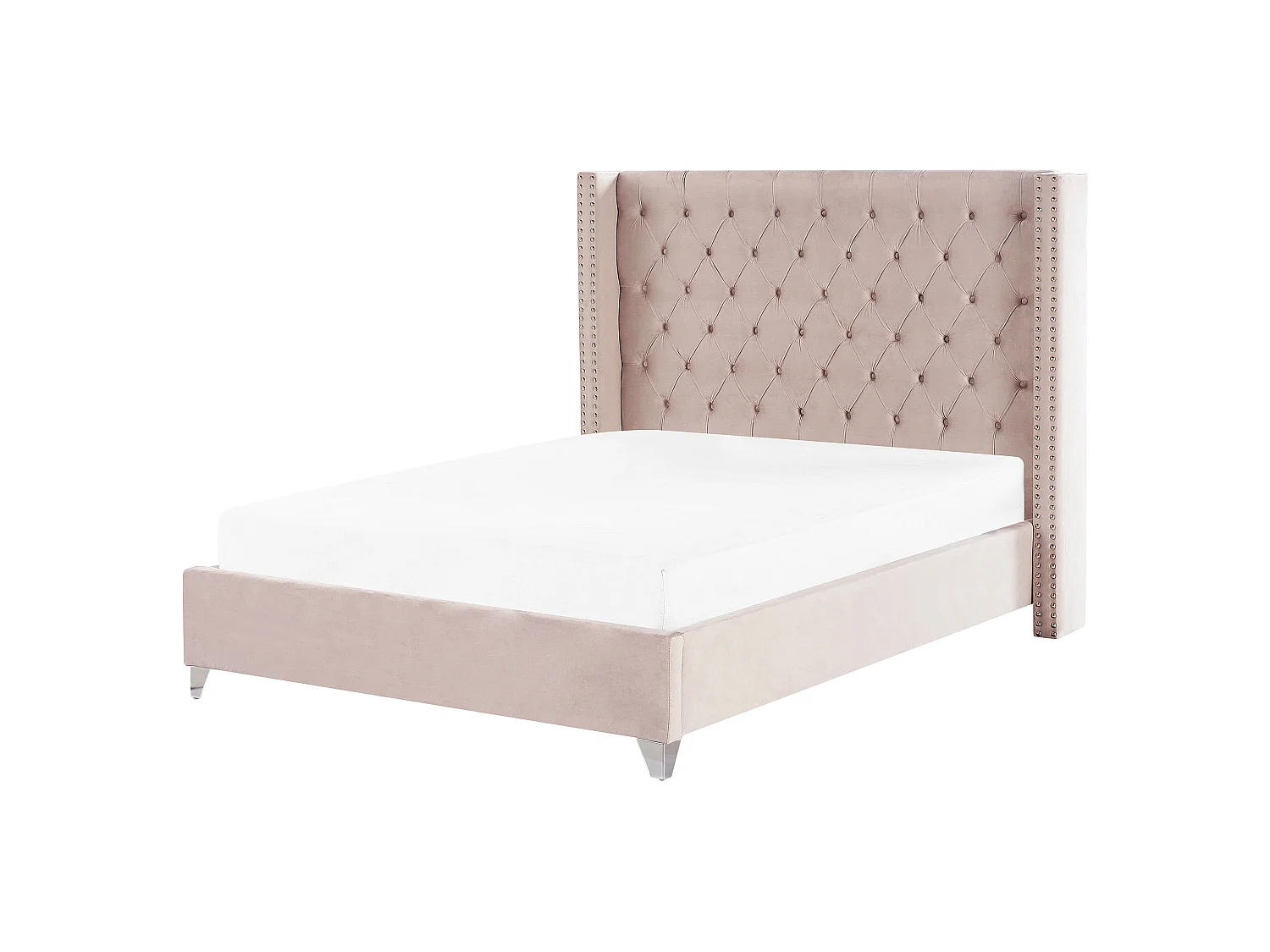 Lit avec sommier Velours LUBBON 160 x 200 cm Rose pastel