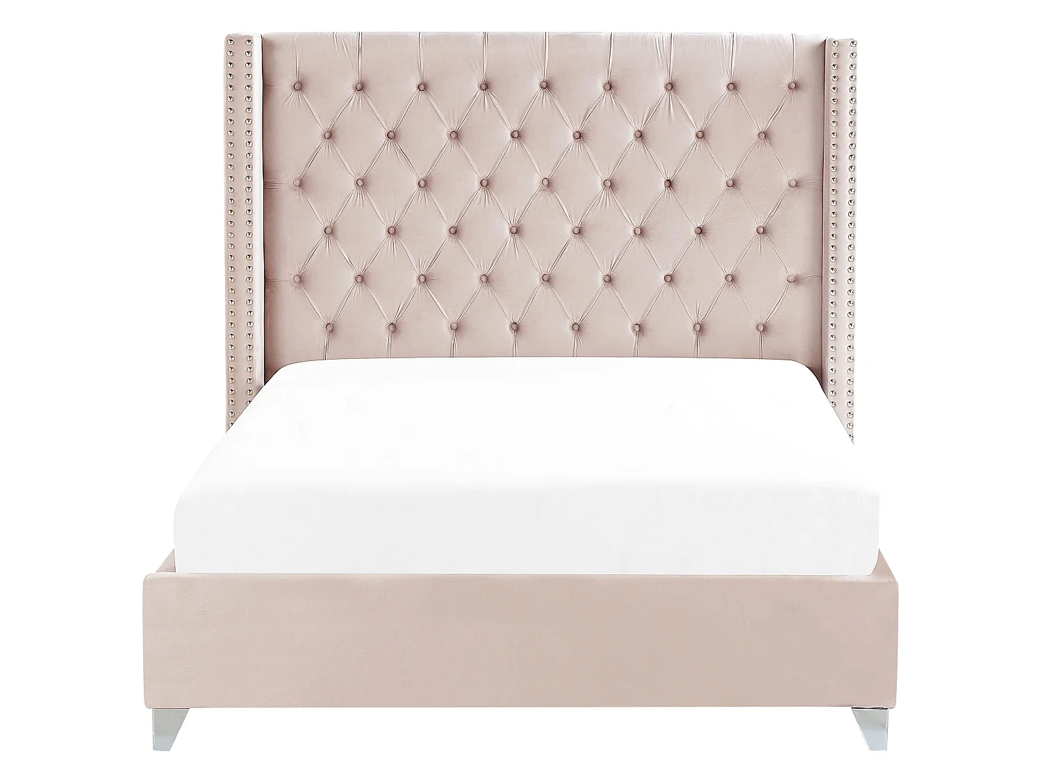 Lit avec sommier Velours LUBBON 160 x 200 cm Rose pastel