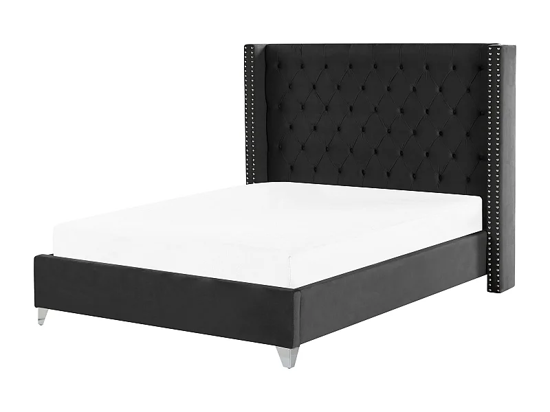 Cama Veludo LUBBON 160 x 200 cm Preto