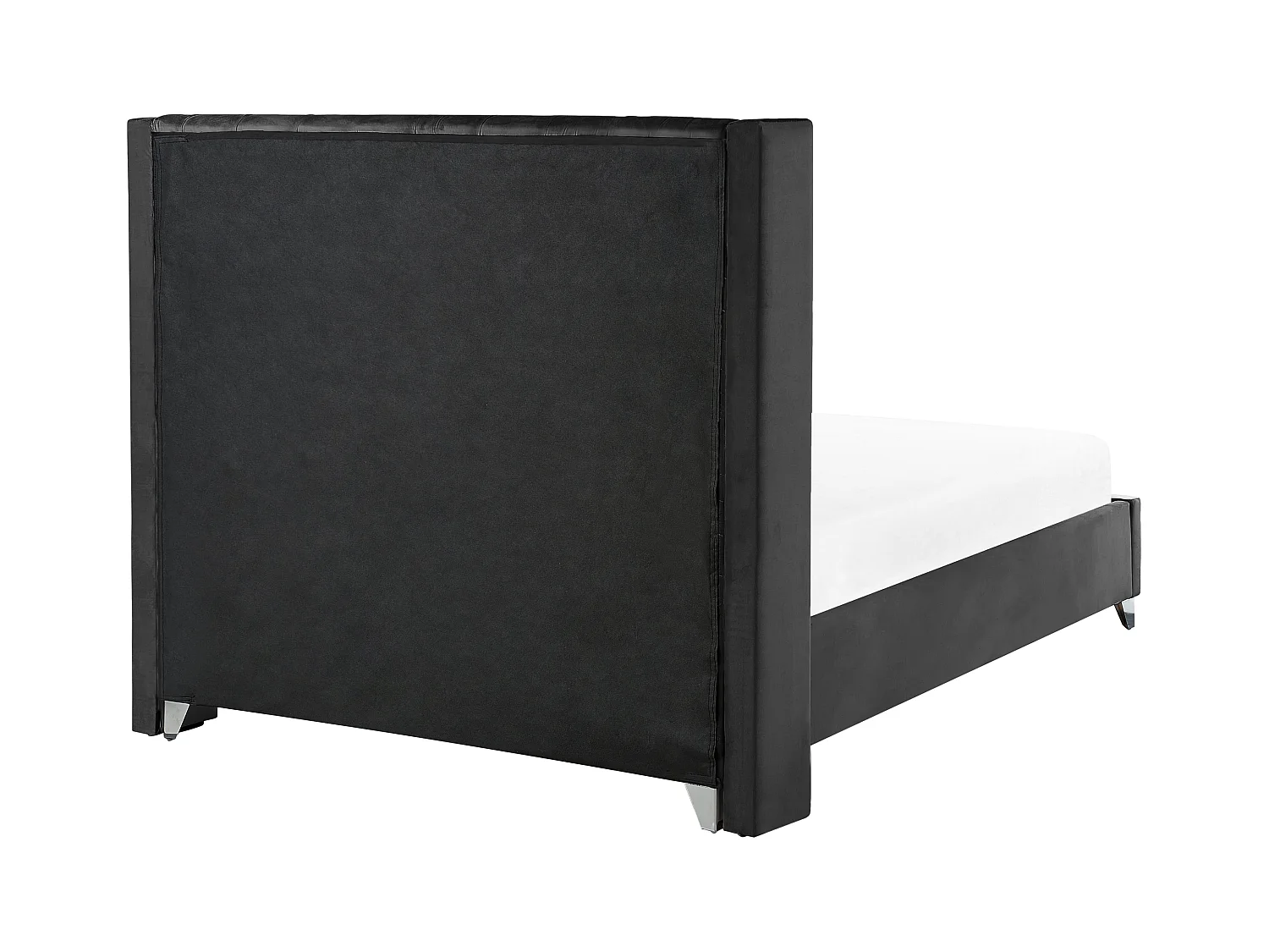 Bequemes Bett Samtstoff hohes Kopfteil in Schwarz 160 x 200 cm Lubbon