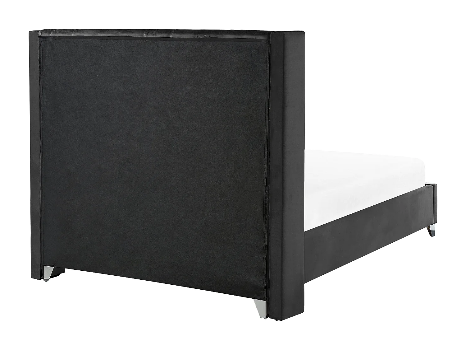 Bequemes Bett Samtstoff hohes Kopfteil in Schwarz 160 x 200 cm Lubbon