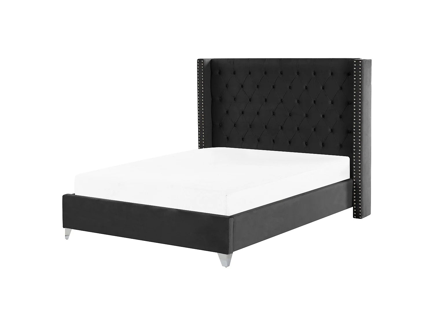 Bett mit Lattenrost Samtstoff LUBBON 160 x 200 cm Schwarz