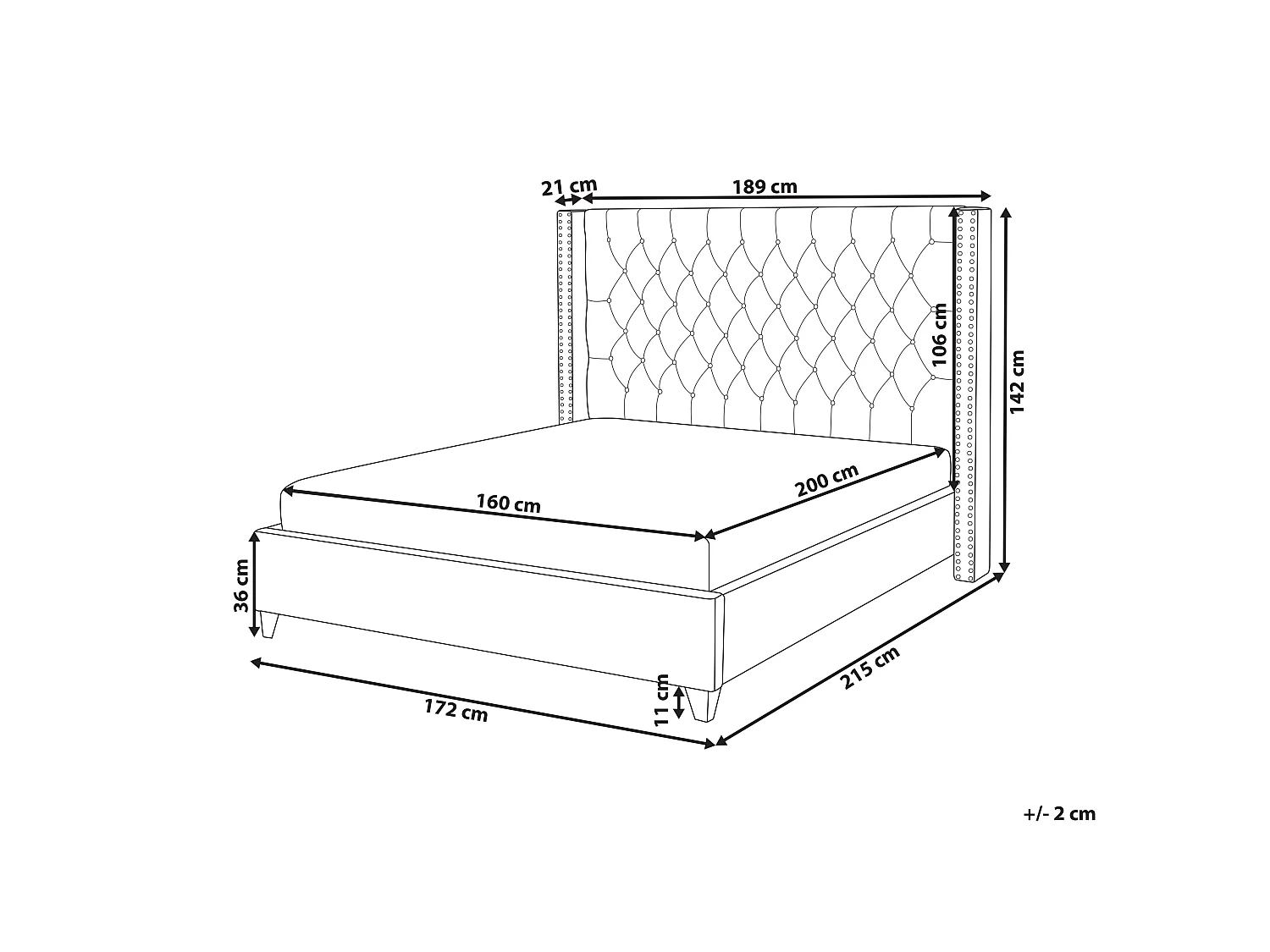 Bett mit Lattenrost Samtstoff LUBBON 160 x 200 cm Schwarz