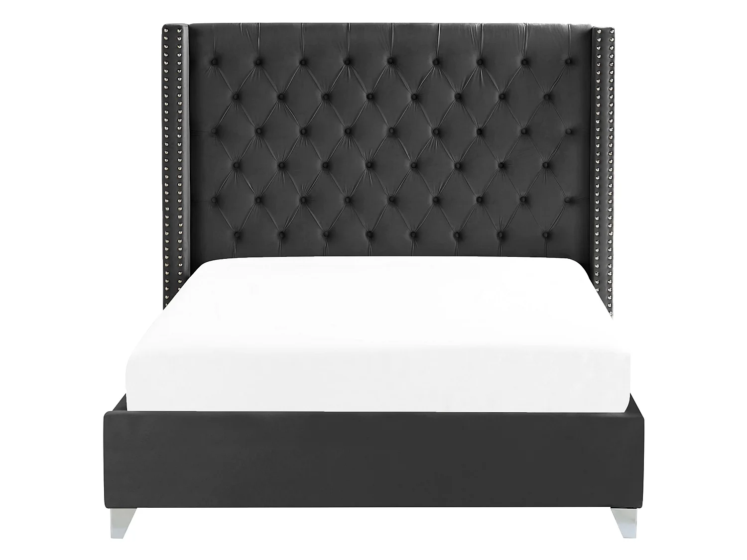 Bett mit Lattenrost Samtstoff LUBBON 160 x 200 cm Schwarz