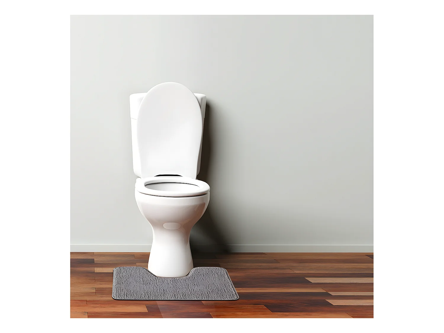 Tapis de toilette uni en polyester gris 50x40cm