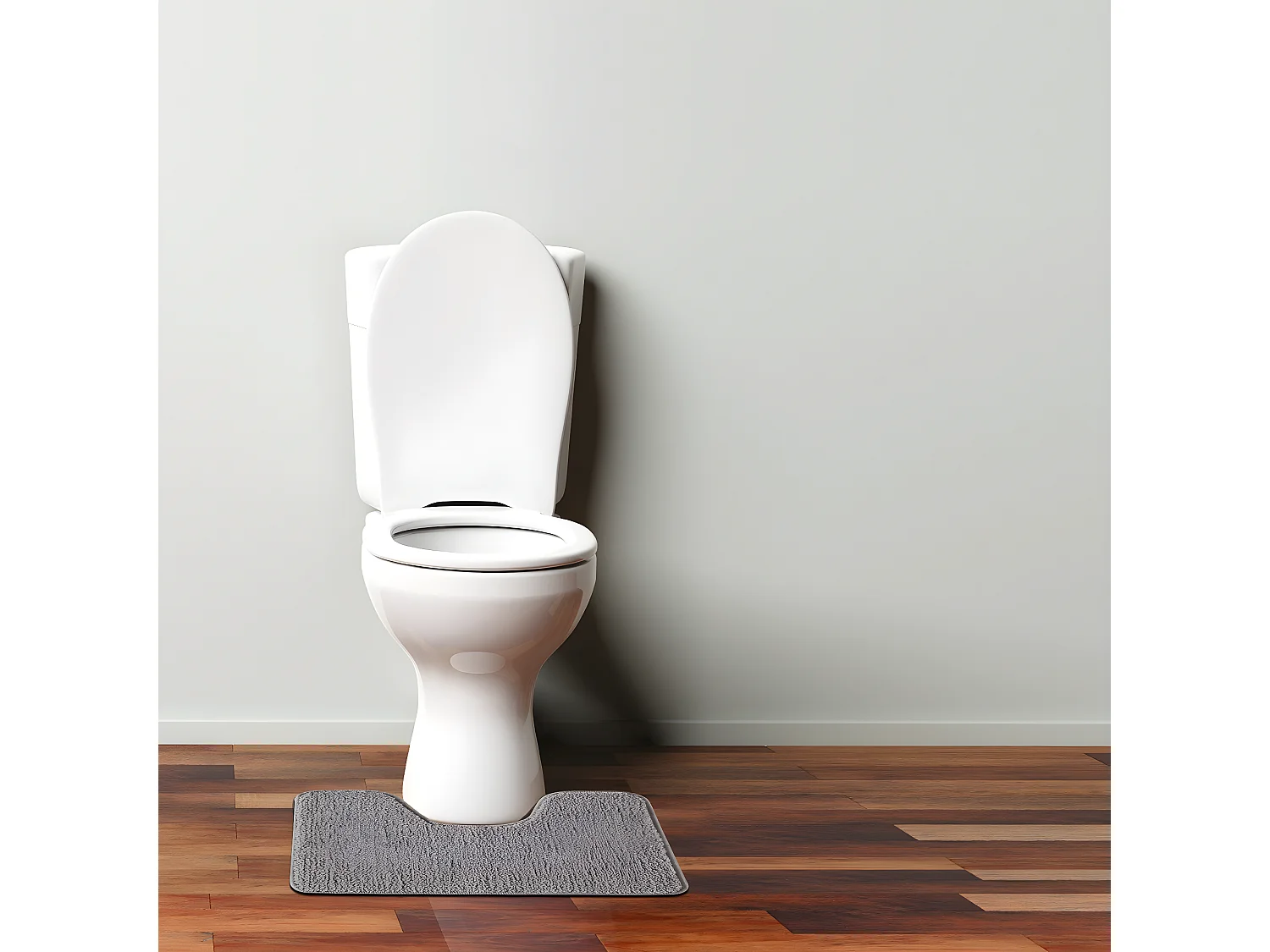 Tapis de toilette uni en polyester gris 50x40cm