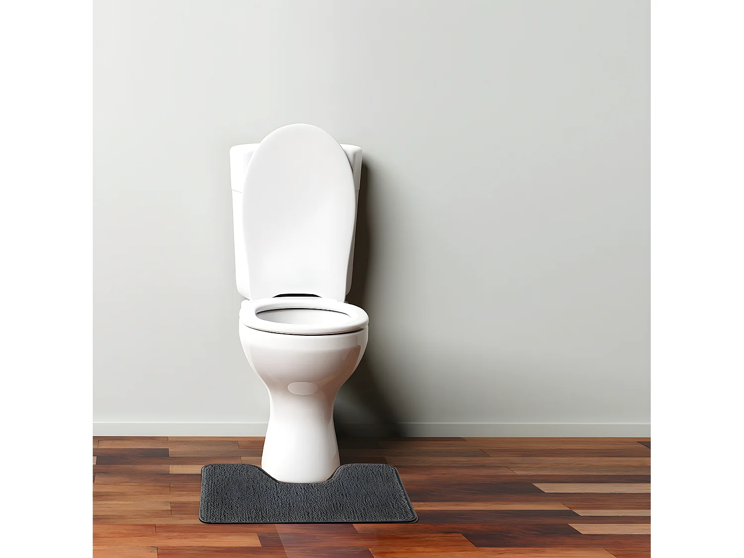 Tapis de toilette uni en polyester anthracite 50x40cm