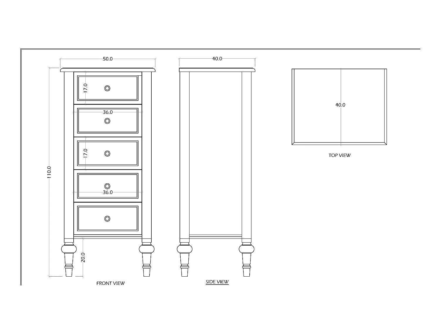 Chiffonnier 5 tiroirs Légende