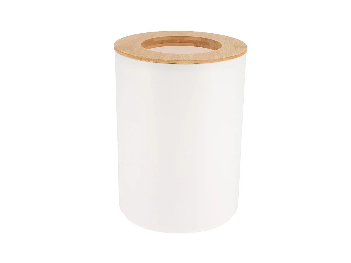 Poubelle de salle de bain 5L Blanc avec couvercle Bambou