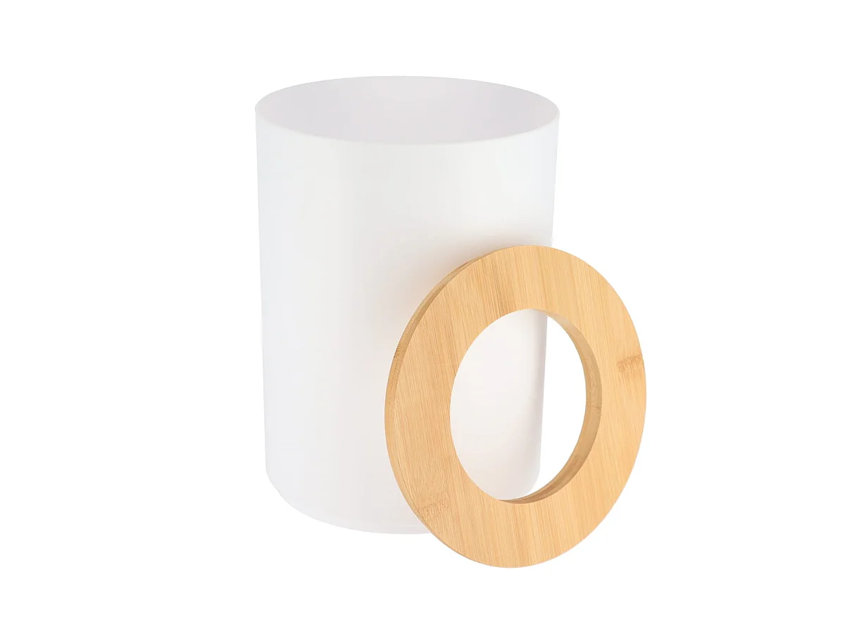 Poubelle de salle de bain 5L Blanc avec couvercle Bambou