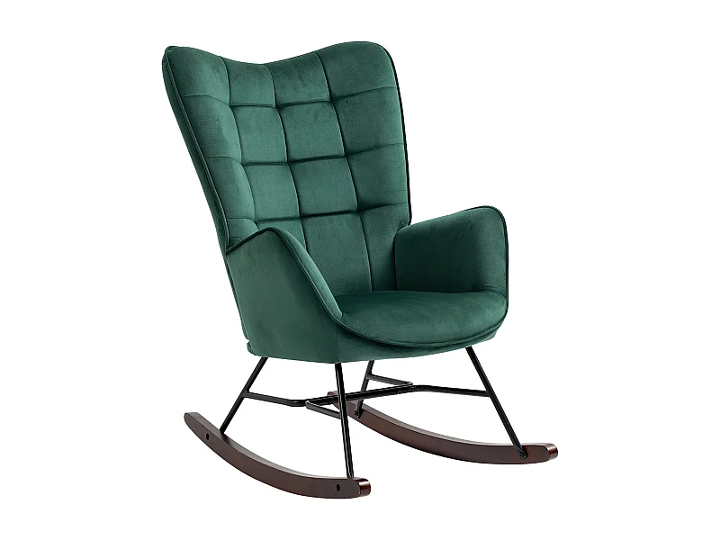 Fauteuil à bascule rocking chair fauteuil d'allaitement style scandinave en velours vert