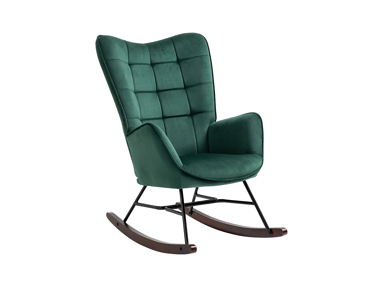 Fauteuil à bascule rocking chair fauteuil d'allaitement style scandinave en velours vert