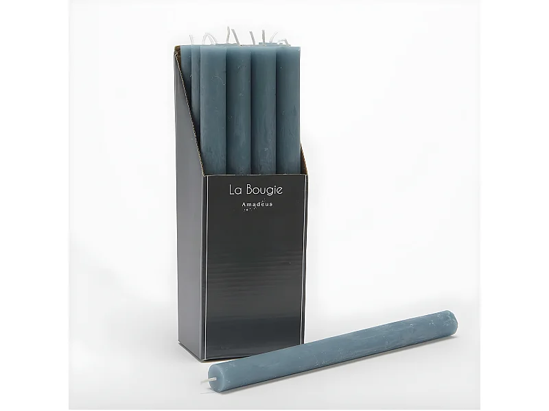 Bougie flambeau 25 cm bleu (lot de 12)