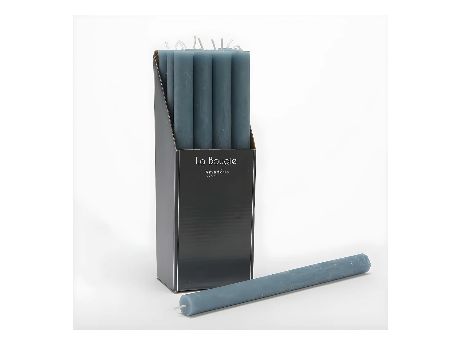 Bougie flambeau 25 cm bleu (lot de 12)