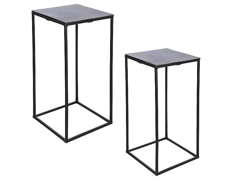 Set de 2 sellettes carrées noires  38x74 et 30x64 cm