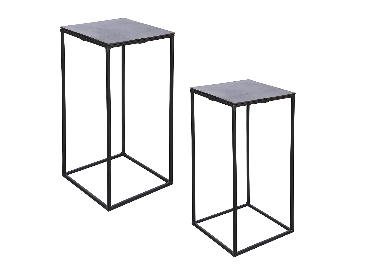 Set de 2 sellettes carrées noires  38x74 et 30x64 cm