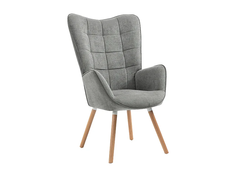 MEUBLES COSY Fauteuil relax fauteuil confortable style scandinave rembourés en tissu pieds bois massif,Gris