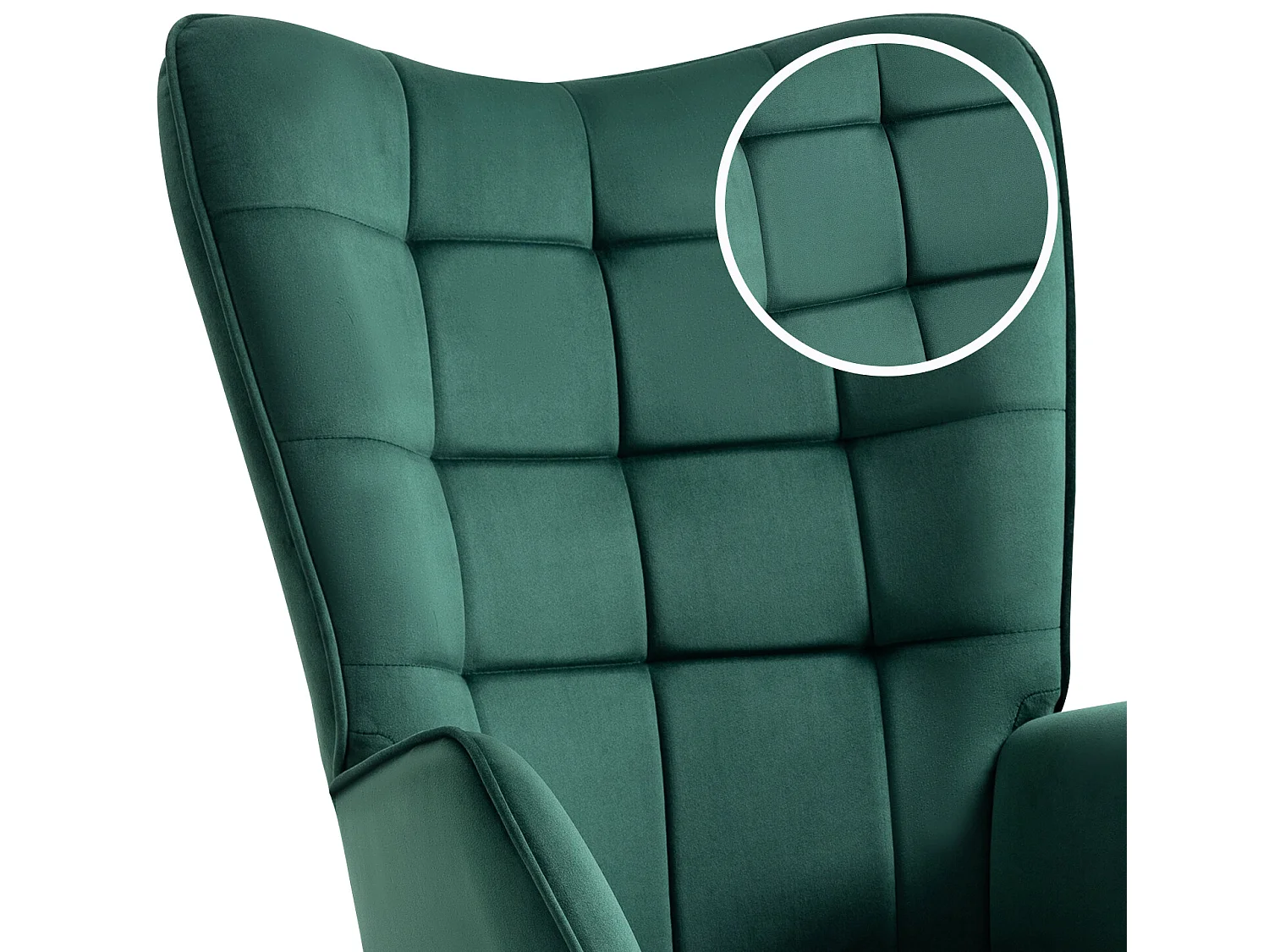 MEUBLES COSY Fauteuil scandinave confortable chaise de coiffeuse avec assise épaisse et accoudoirs rembourrés en velours, pieds en métal, Vert