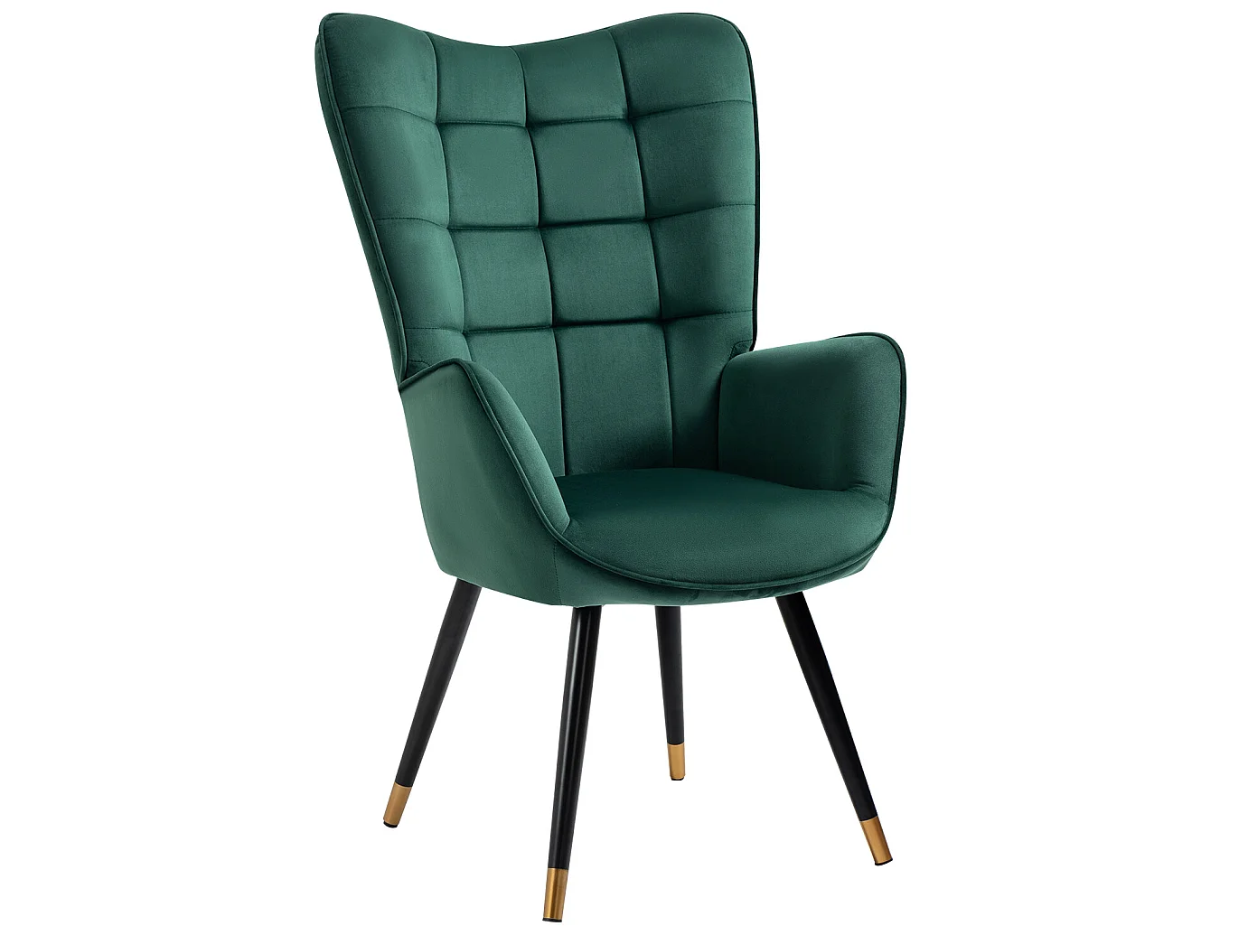 MEUBLES COSY Fauteuil scandinave confortable chaise de coiffeuse avec assise épaisse et accoudoirs rembourrés en velours, pieds en métal, Vert