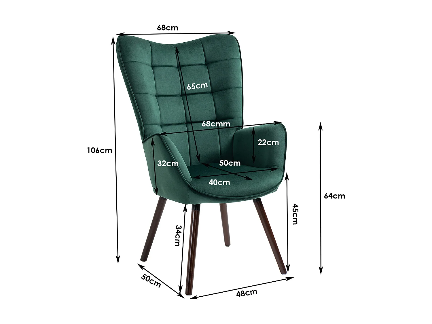 MEUBLES COSY Fauteuil relax fauteuil confortable style scandinave rembourés en velours pieds bois massif,Vert