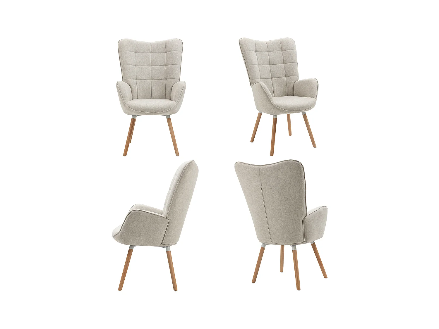 MEUBLES COSY Fauteuil relax fauteuil confortable style scandinave rembourés en Tissu Pieds Bois Massif, Beige