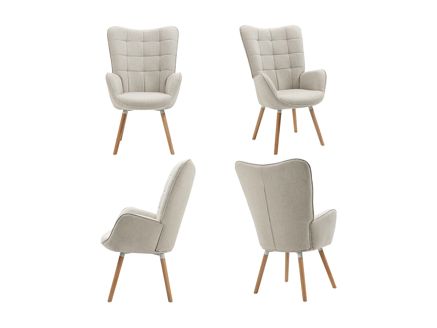 MEUBLES COSY Fauteuil relax fauteuil confortable style scandinave rembourés en Tissu Pieds Bois Massif, Beige