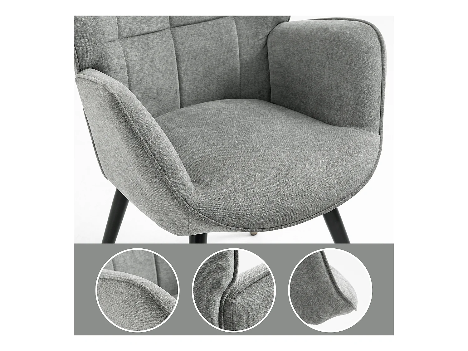 Fauteuil chaise de loisirs chaise de canapé style scandinave en tissu gris