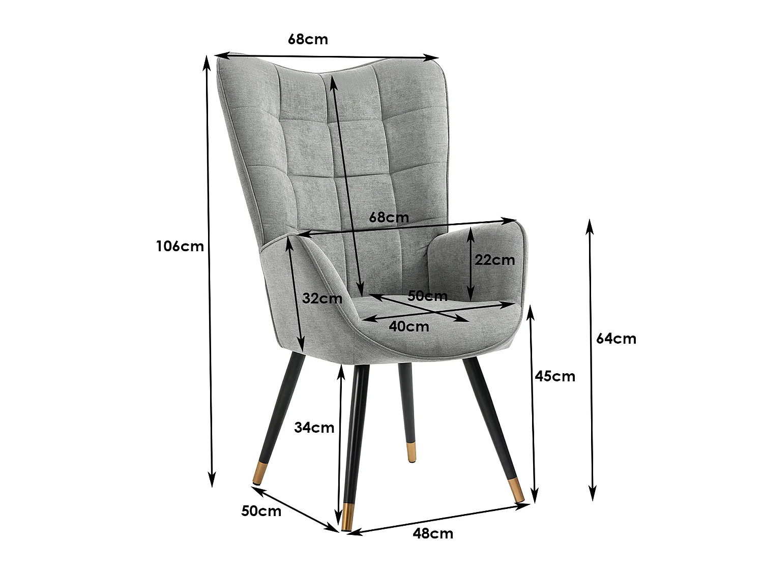 Fauteuil chaise de loisirs chaise de canapé style scandinave en tissu gris