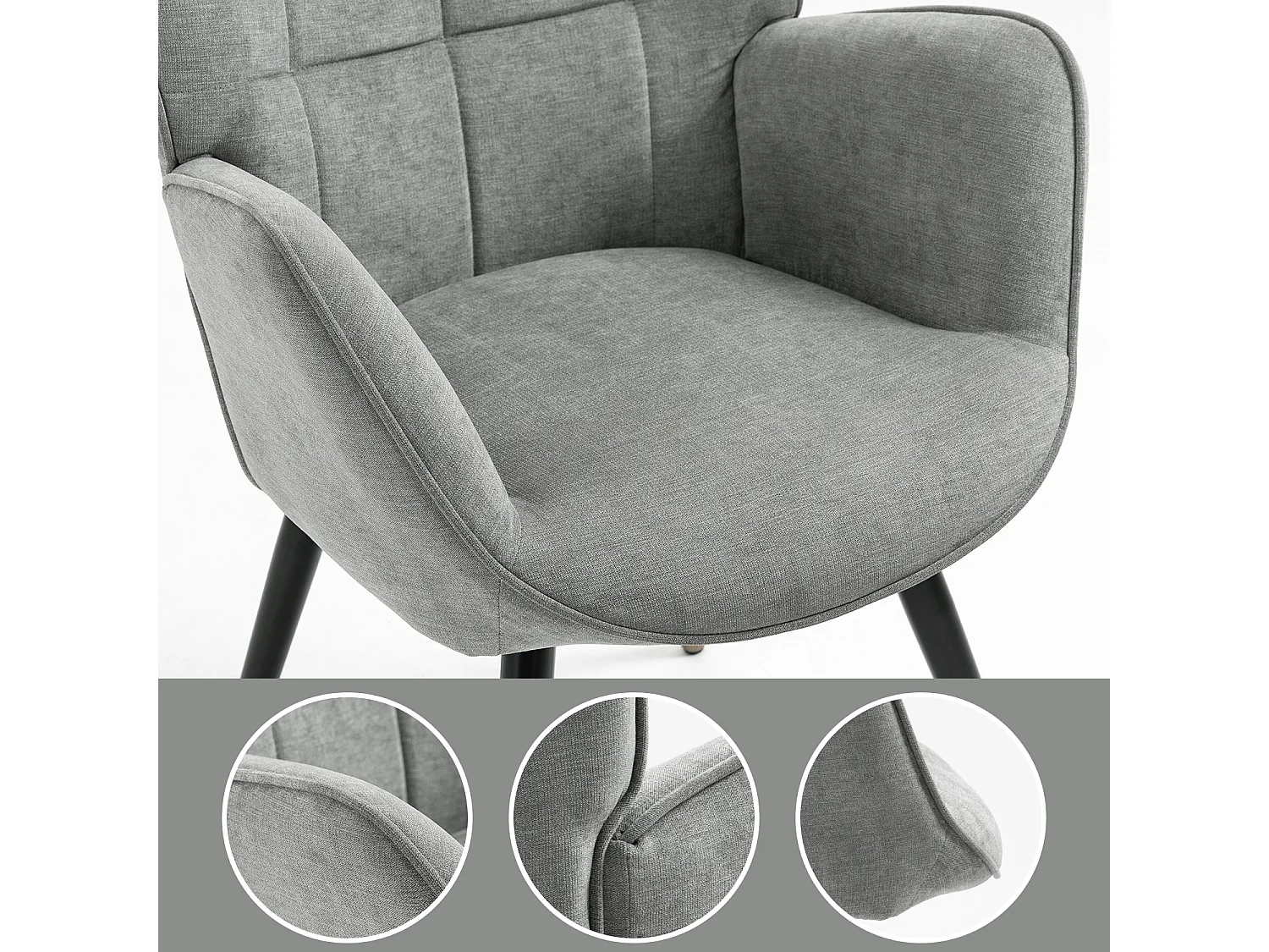 Fauteuil chaise de loisirs chaise de canapé style scandinave en tissu gris