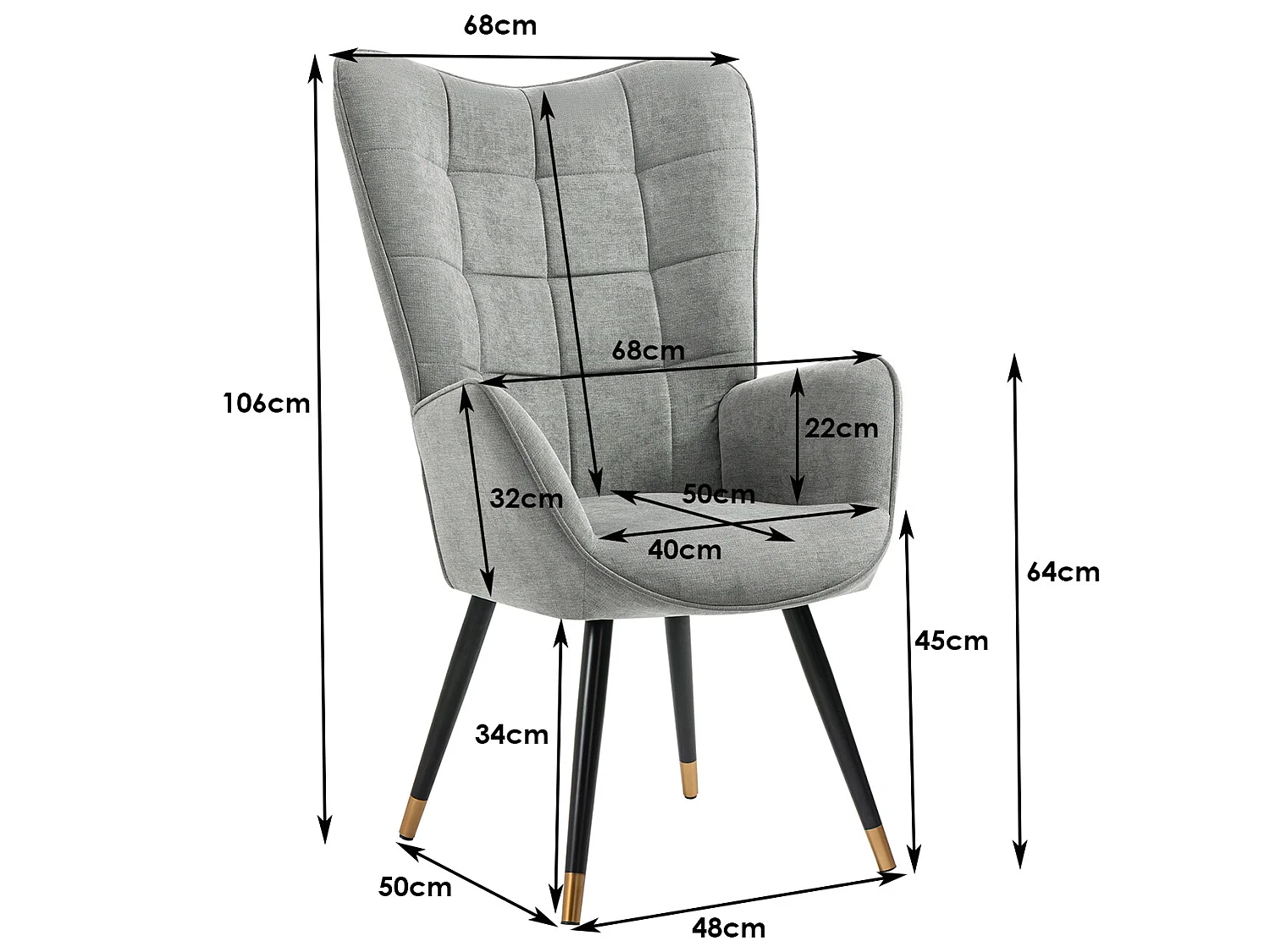 Fauteuil chaise de loisirs chaise de canapé style scandinave en tissu gris