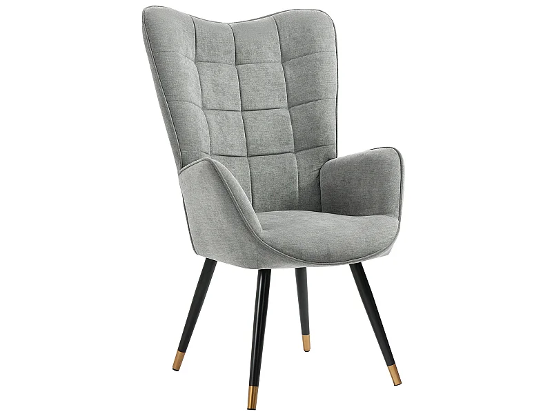 Fauteuil chaise de loisirs chaise de canapé style scandinave en tissu gris