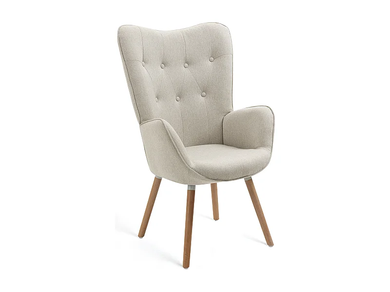 MEUBLES COSY Fauteuil relax fauteuil confortable style scandinave rembourés en Tissu Pieds Bois Massif, Beige