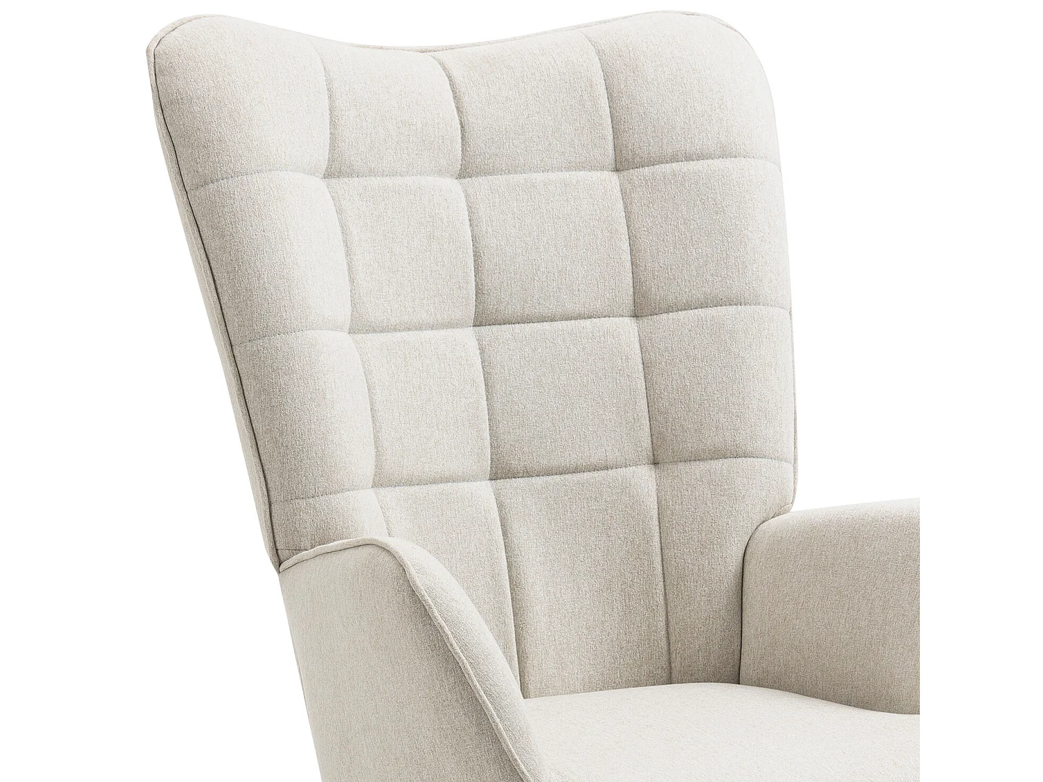 MEUBLES COSY Fauteuil scandinave confortable chaise de coiffeuse avec assise épaisse et accoudoirs rembourrés en tissu, pieds en métal, Beige