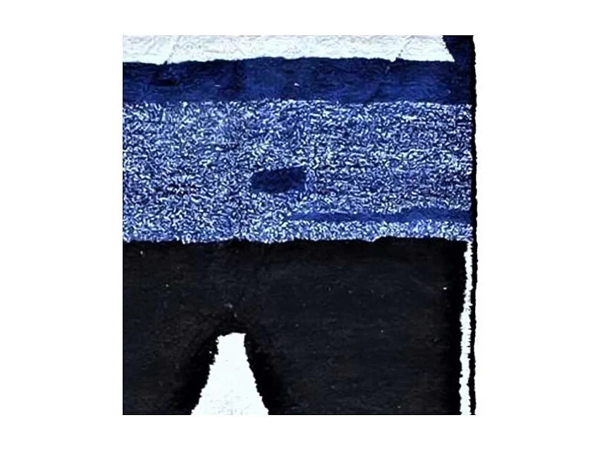 Authentique tapis berbère 250x360 fait main en laine bleu et noir ZAOUBI